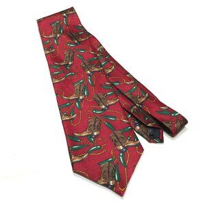 VTG Robert Stock 100% Silk Necktie Cowboy Boots Chilie Peppers Design Made in US